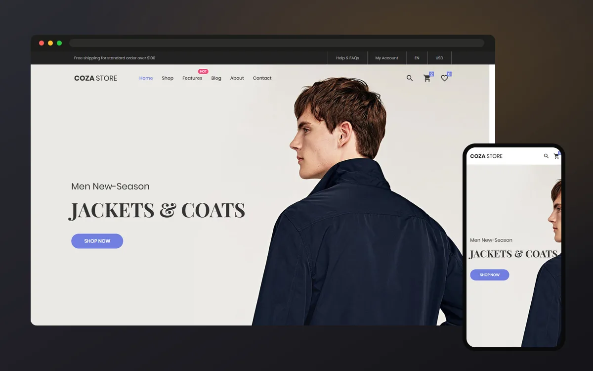 Cozastore demo saytının görünüşü
